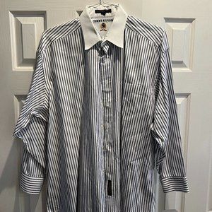 Vintage Tommy Hilfiger Men's Striped Cotton Dress Shirt, 17-33